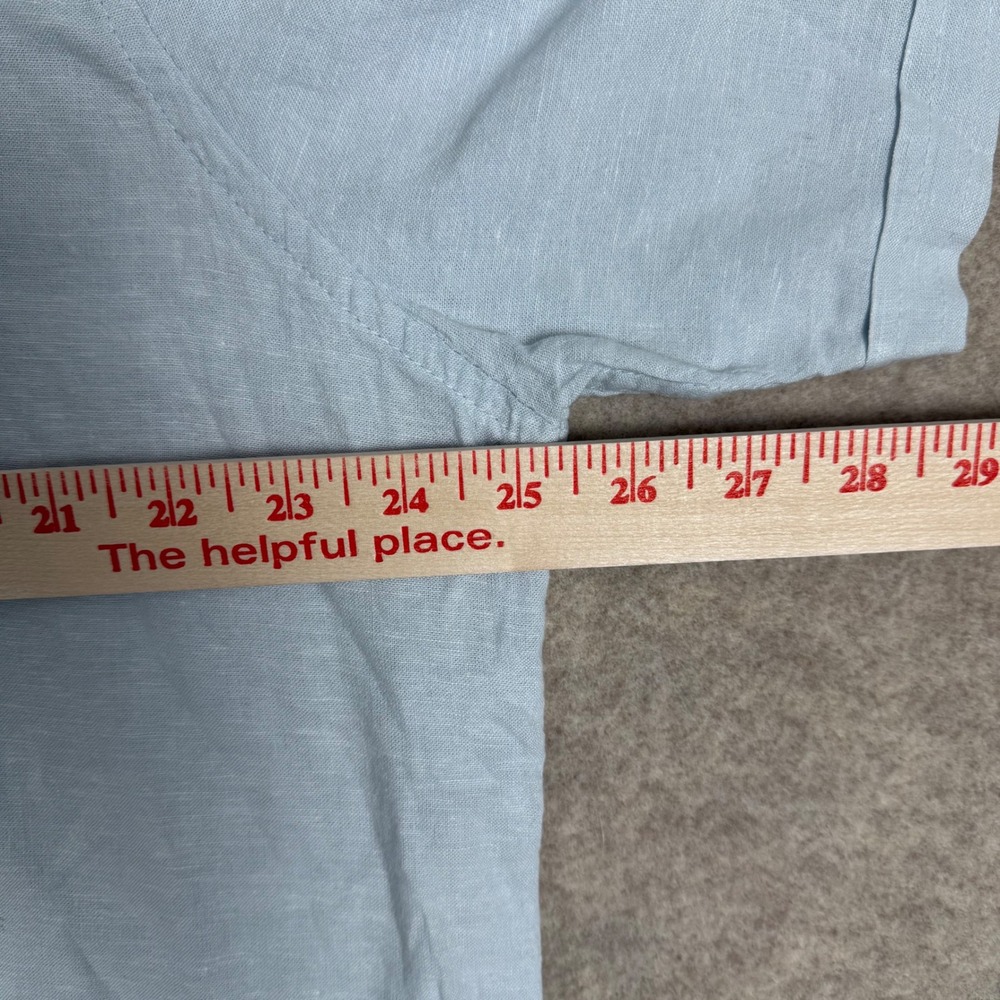 Saks Fifth Avenue Button Down XXL 25.5in Linen Viscose Light Blue Coastal Preppy - Picture 7 of 8
